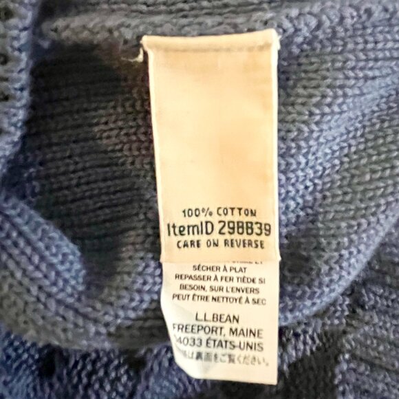 LL Bean Cable Knit Sweater Women’s Small Steel Blue100% Cotton Pullover Crewneck - Picture 5 of 9